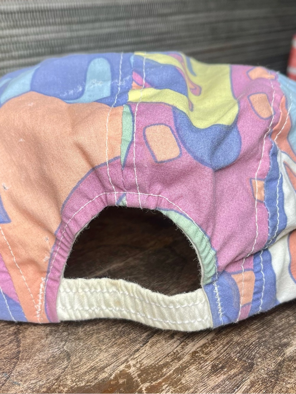 Vintage 80s 90s Abstract Print Painter Cap Pastel Snap Brim Hat Retro Festival - Picture 8 of 13